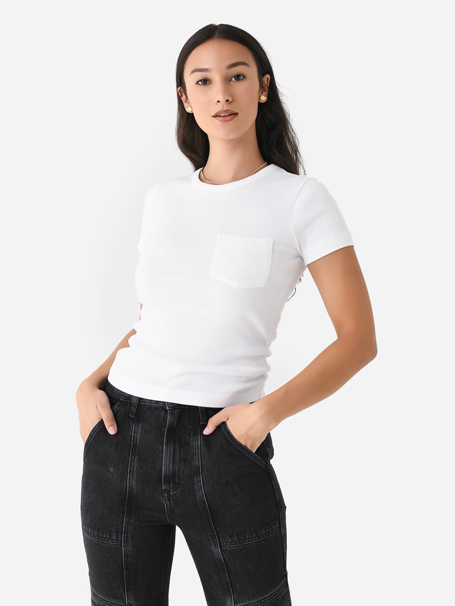 Agolde Women's Arlo Rib Pocket Tee - Saint Bernard
