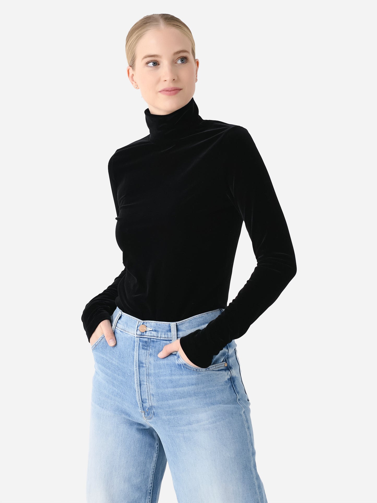 Agolde Women's Pascale Velvet Turtleneck - Saint Bernard