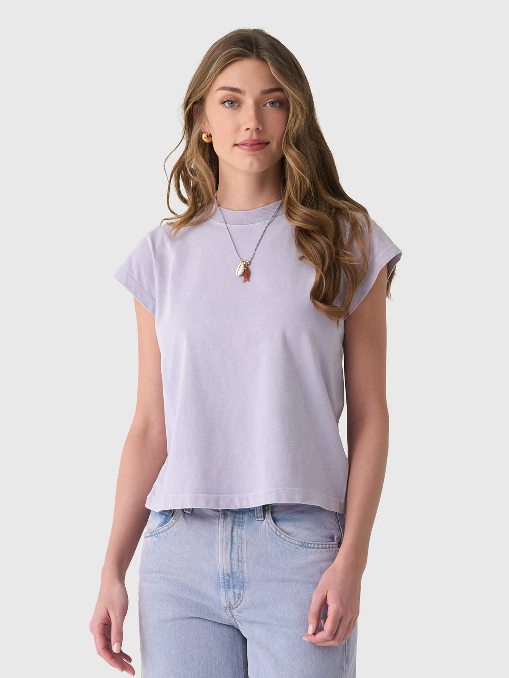Agolde Women's Long Line Bryce Cap Sleeve Tee - Saint Bernard