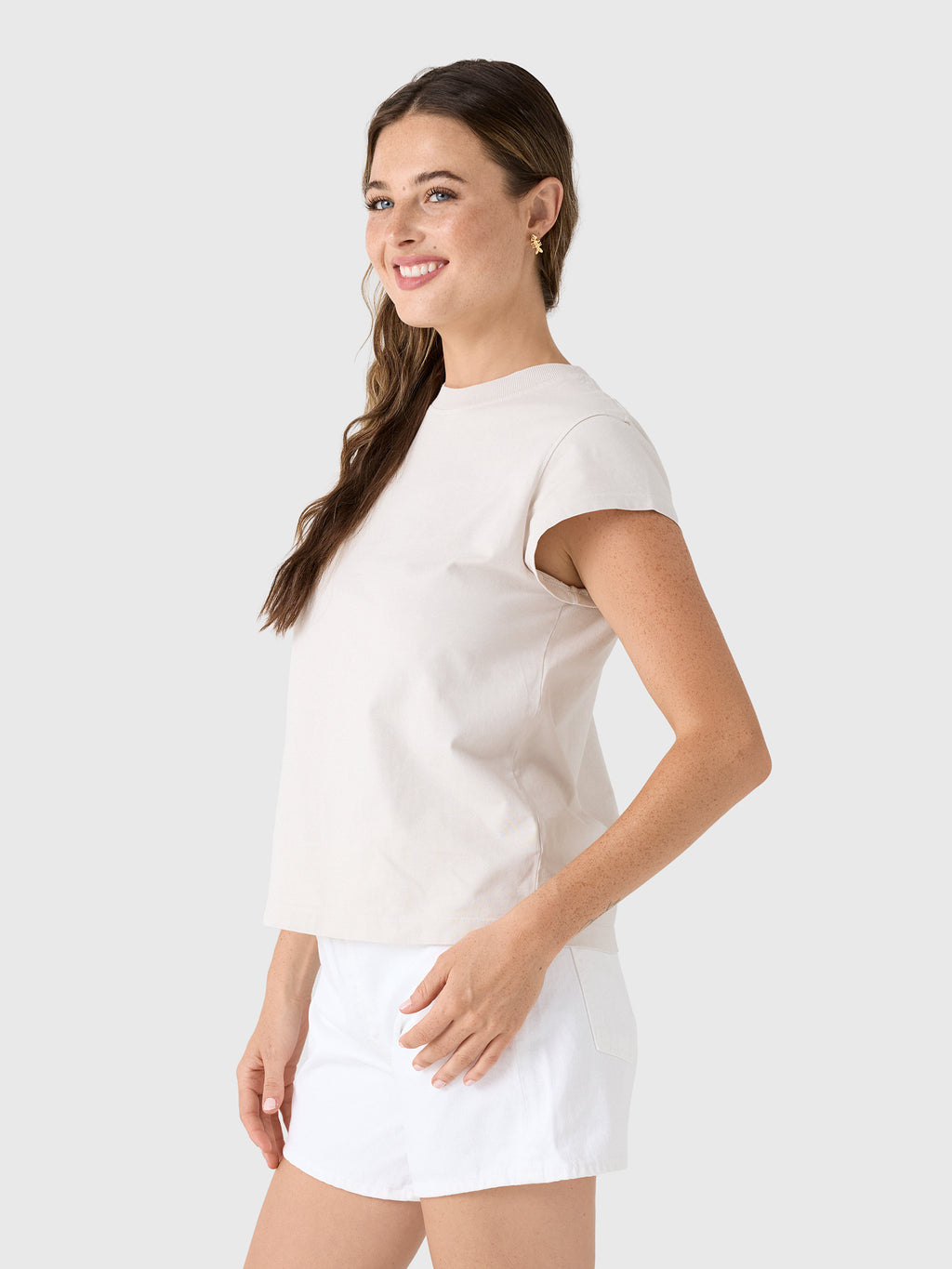 Agolde Women's Long Line Bryce Cap Sleeve Tee - Saint Bernard