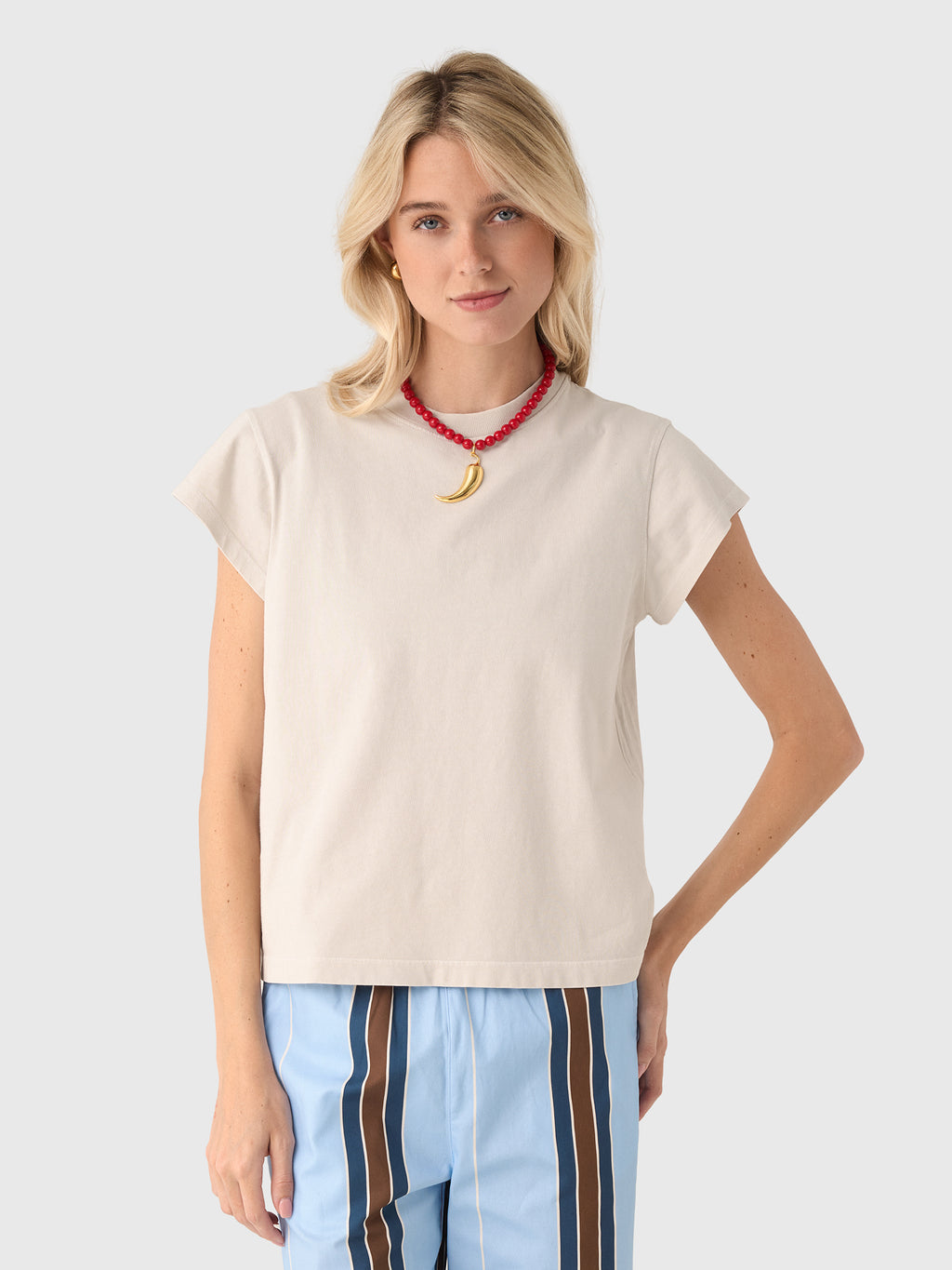 Agolde Women's Long Line Bryce Cap Sleeve Tee - Saint Bernard