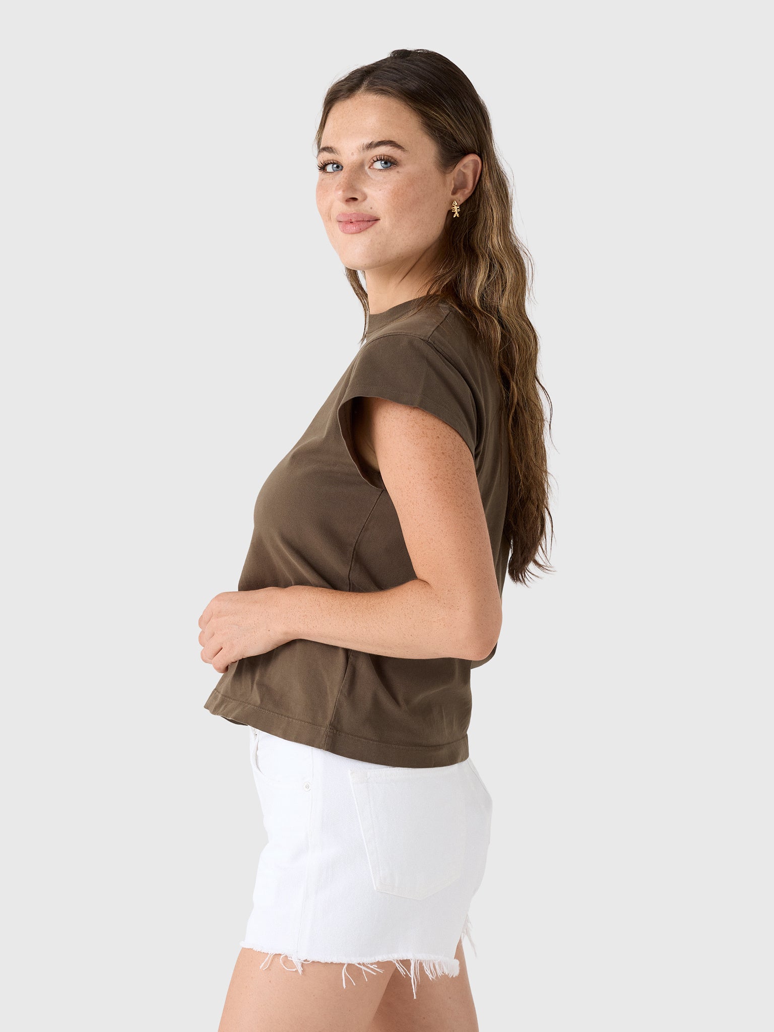 Agolde Women's Long Line Bryce Cap Sleeve Tee - Saint Bernard