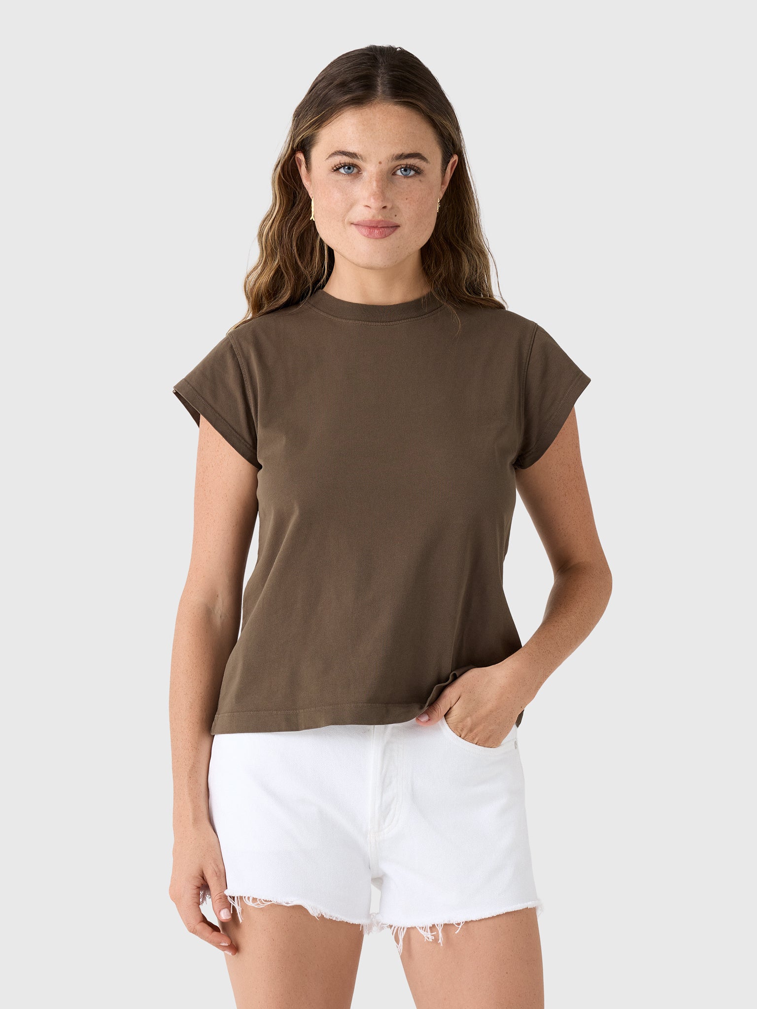 Agolde Women's Long Line Bryce Cap Sleeve Tee - Saint Bernard