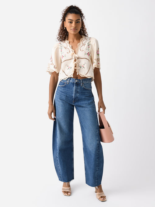 Agolde Women's Luna High Rise Pieced Taper Jean
