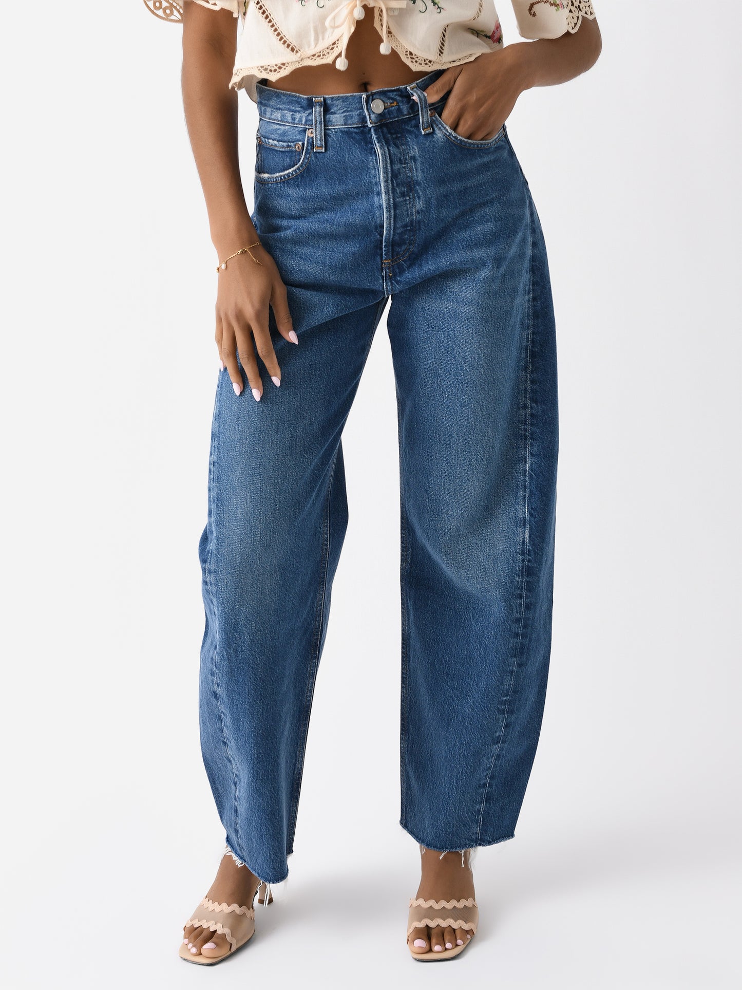 Agolde Women's Luna High Rise Pieced Taper Jean - Saint Bernard