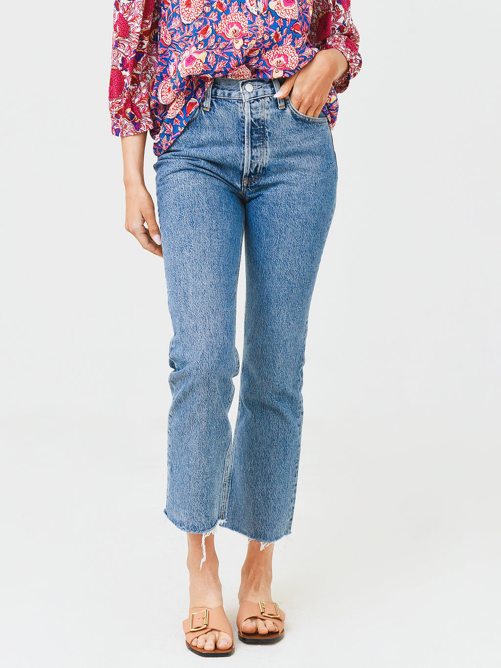 Agolde Women's Mid Rise Relaxed Boot Jean - Saint Bernard