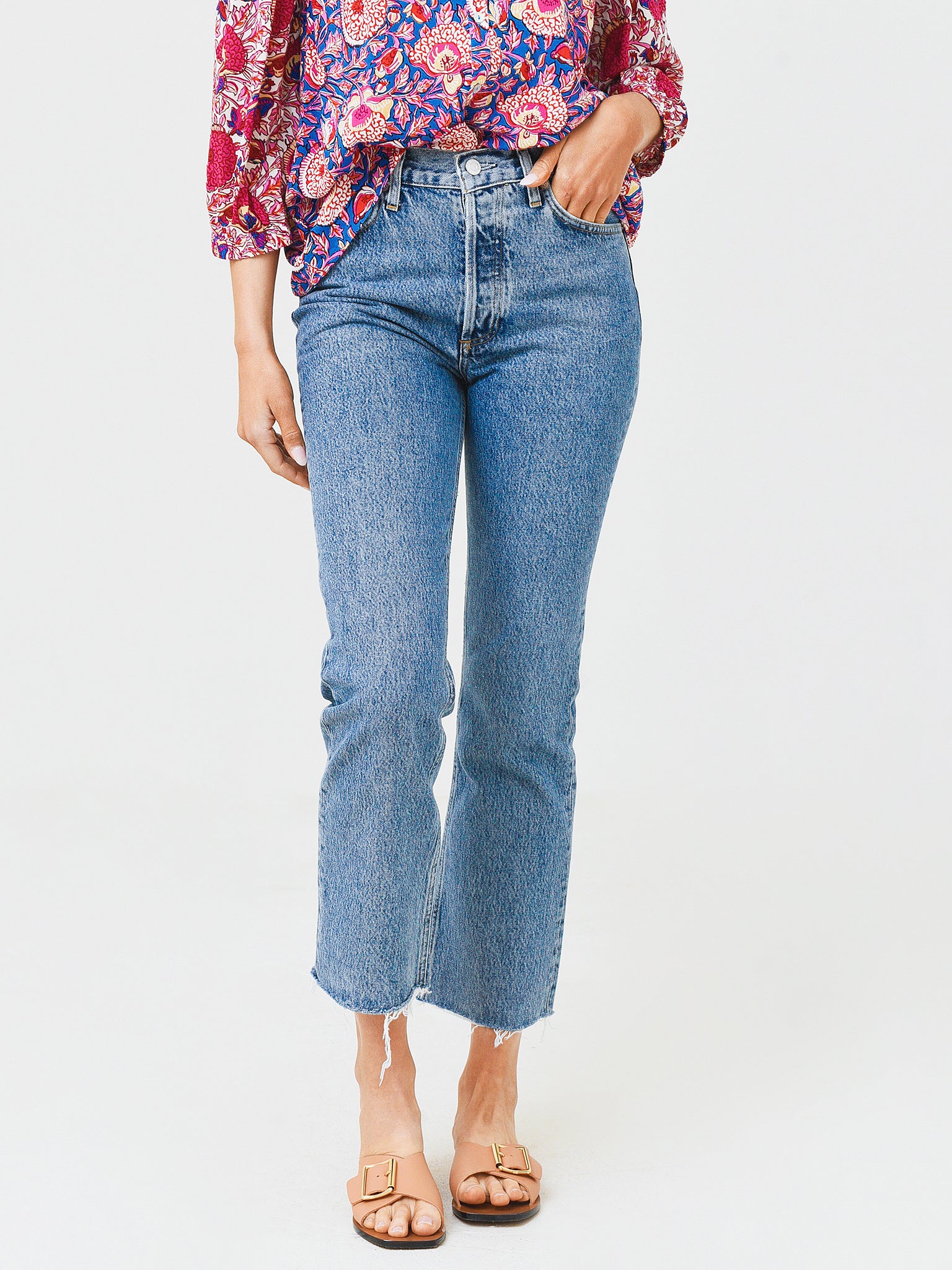 Agolde Women's Mid Rise Relaxed Boot Jean - Saint Bernard