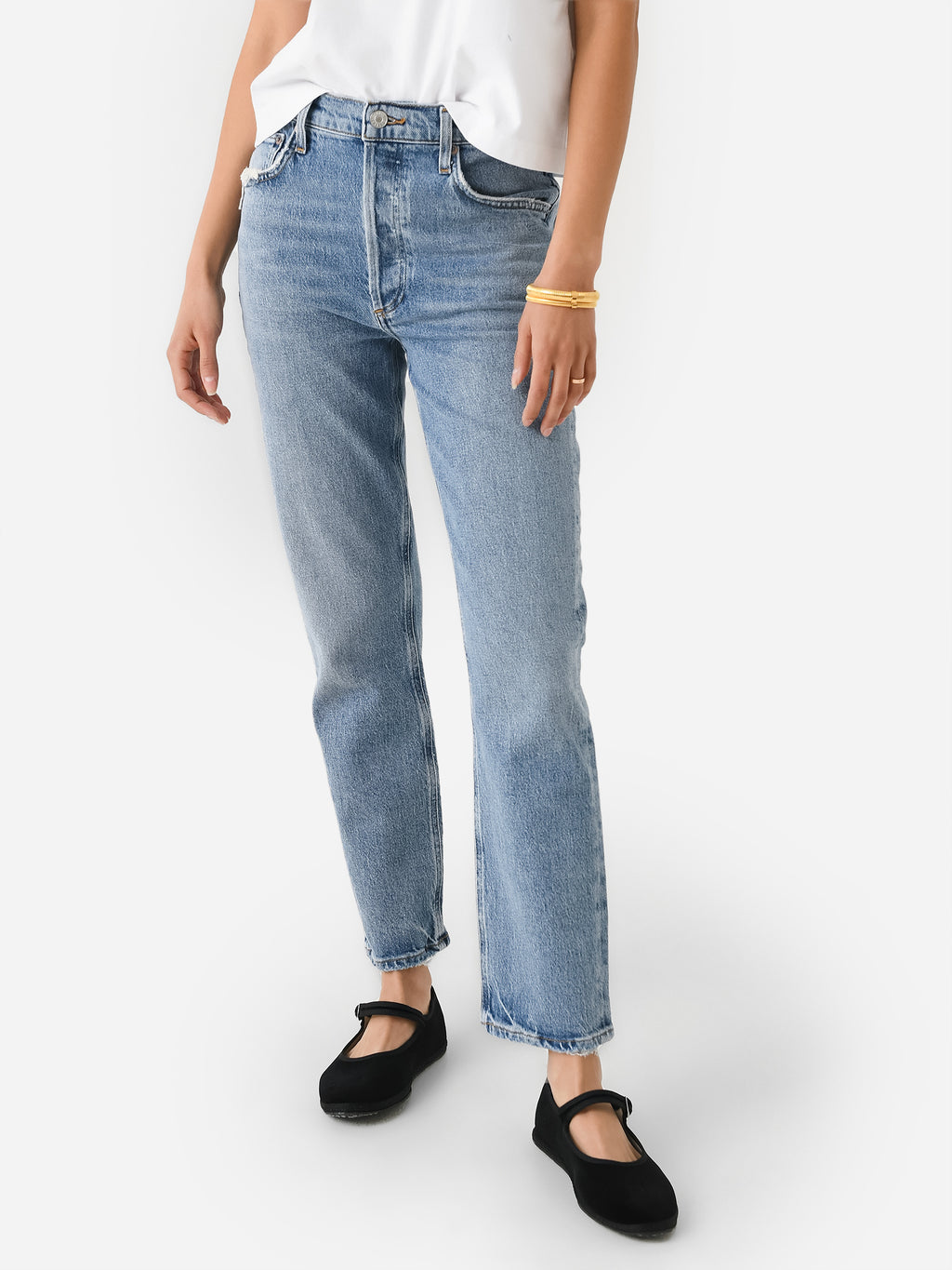 Agolde Women's Riley Long High Rise Straight Jean - Saint Bernard