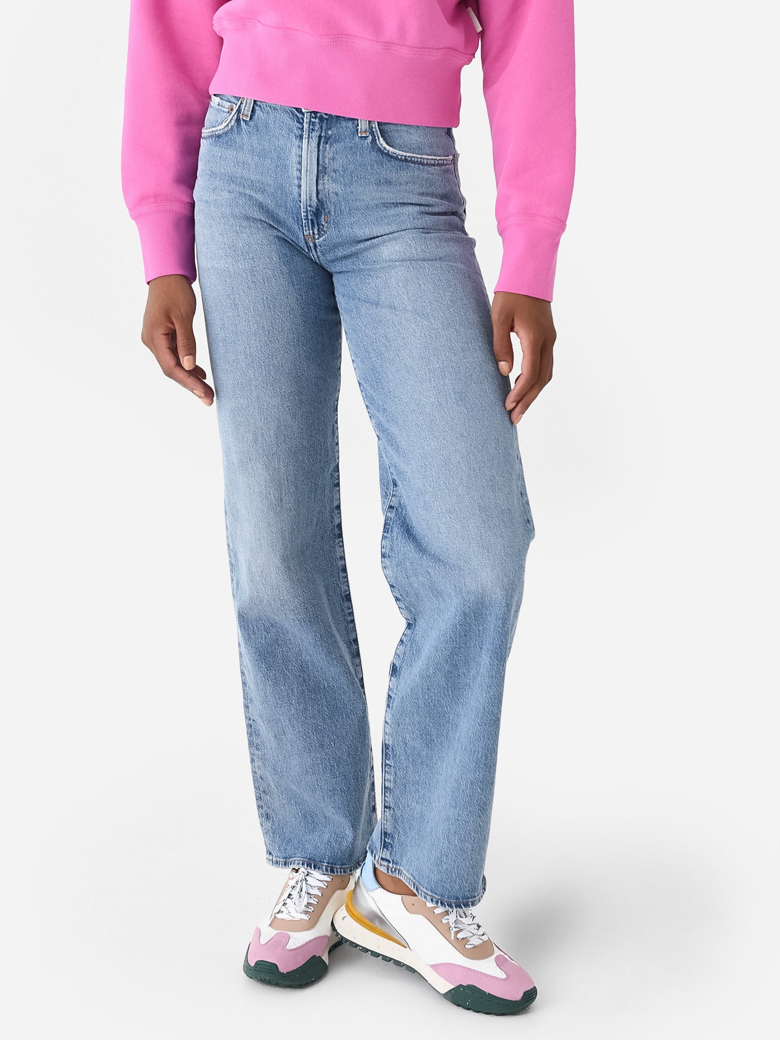 Agolde Women's Harper Mid Rise Relaxed Straight Jean - Saint Bernard