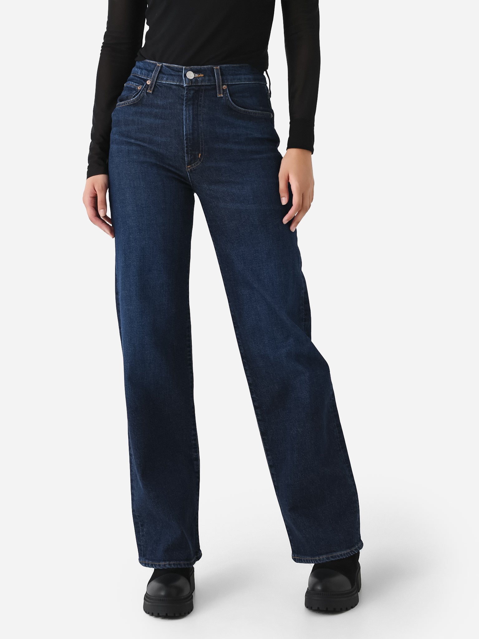 Agolde Women's Harper Mid Rise Relaxed Straight Jean - Saint Bernard