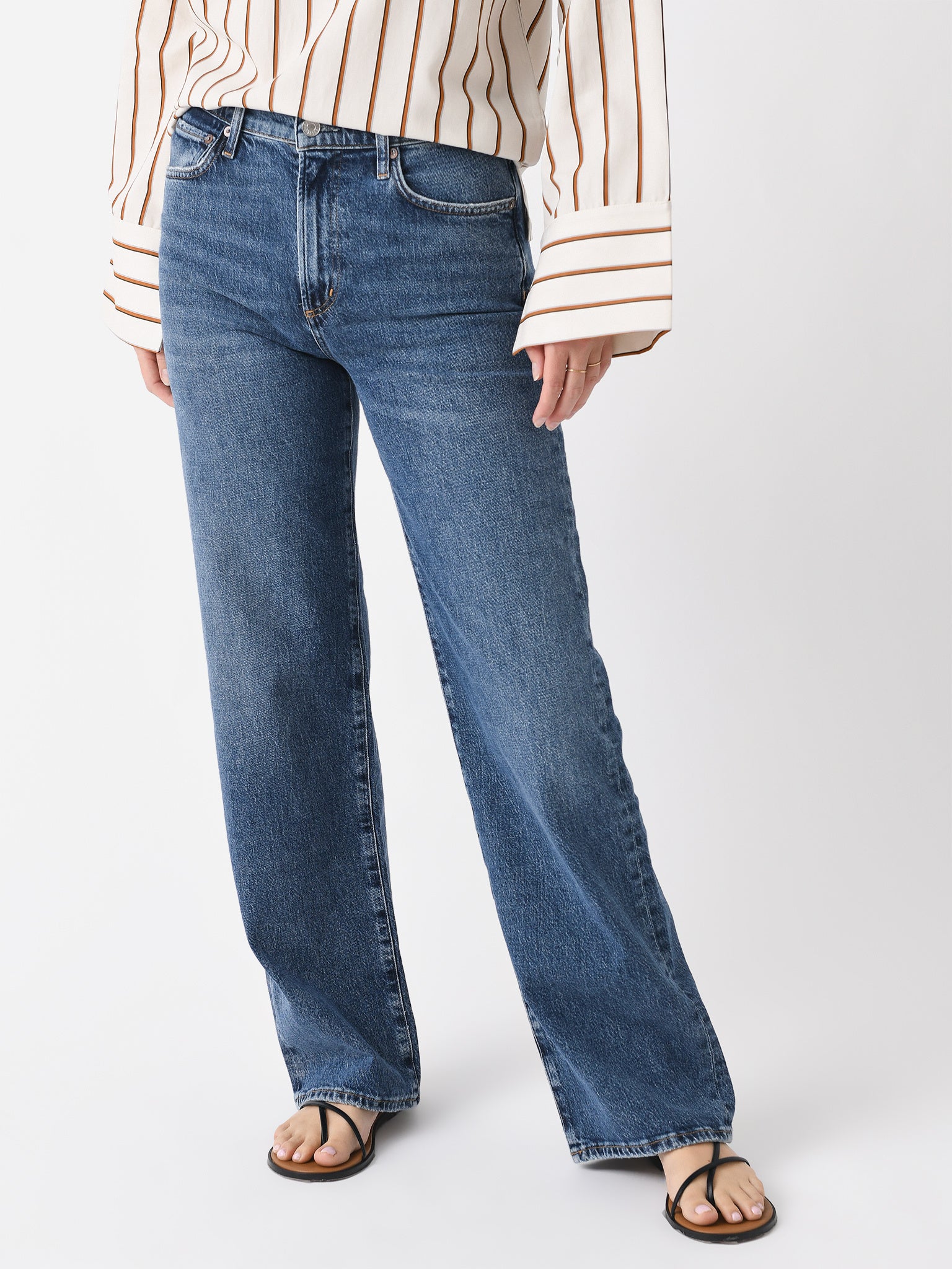 Agolde Women's Harper Mid Rise Relaxed Straight Jean - Saint Bernard