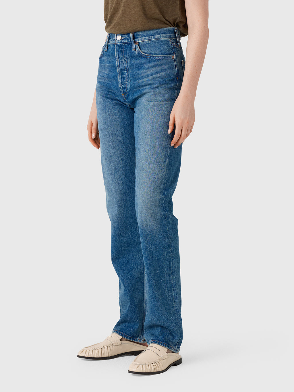 Agolde Women's 90s Pinch Waist High Rise Straight Long Jean - Saint Bernard