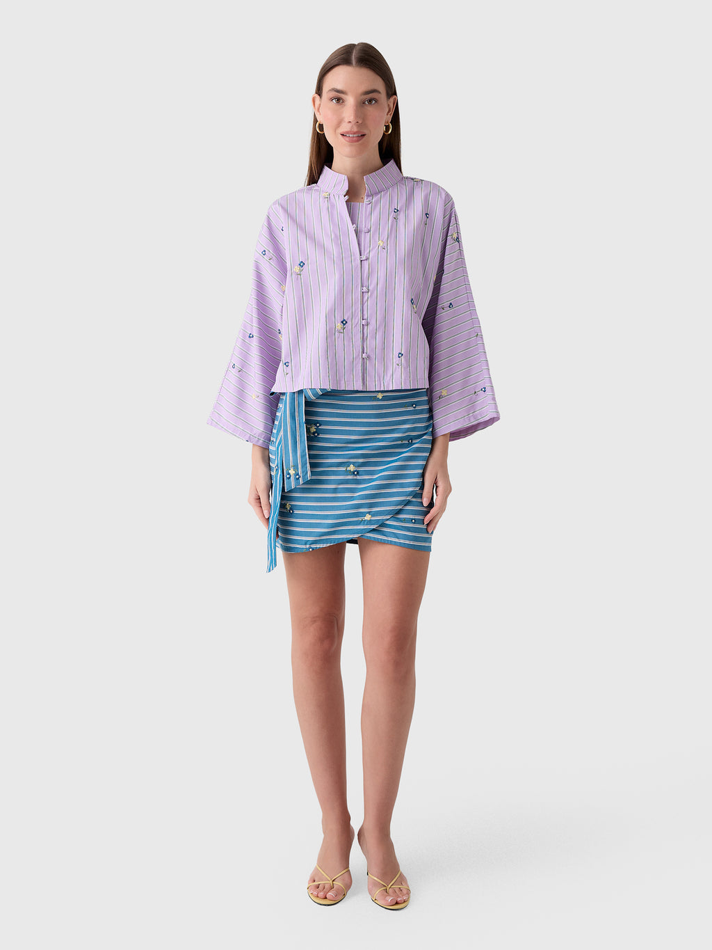 La Vie Women's Bouquet Striped Everyday Shirt - Saint Bernard