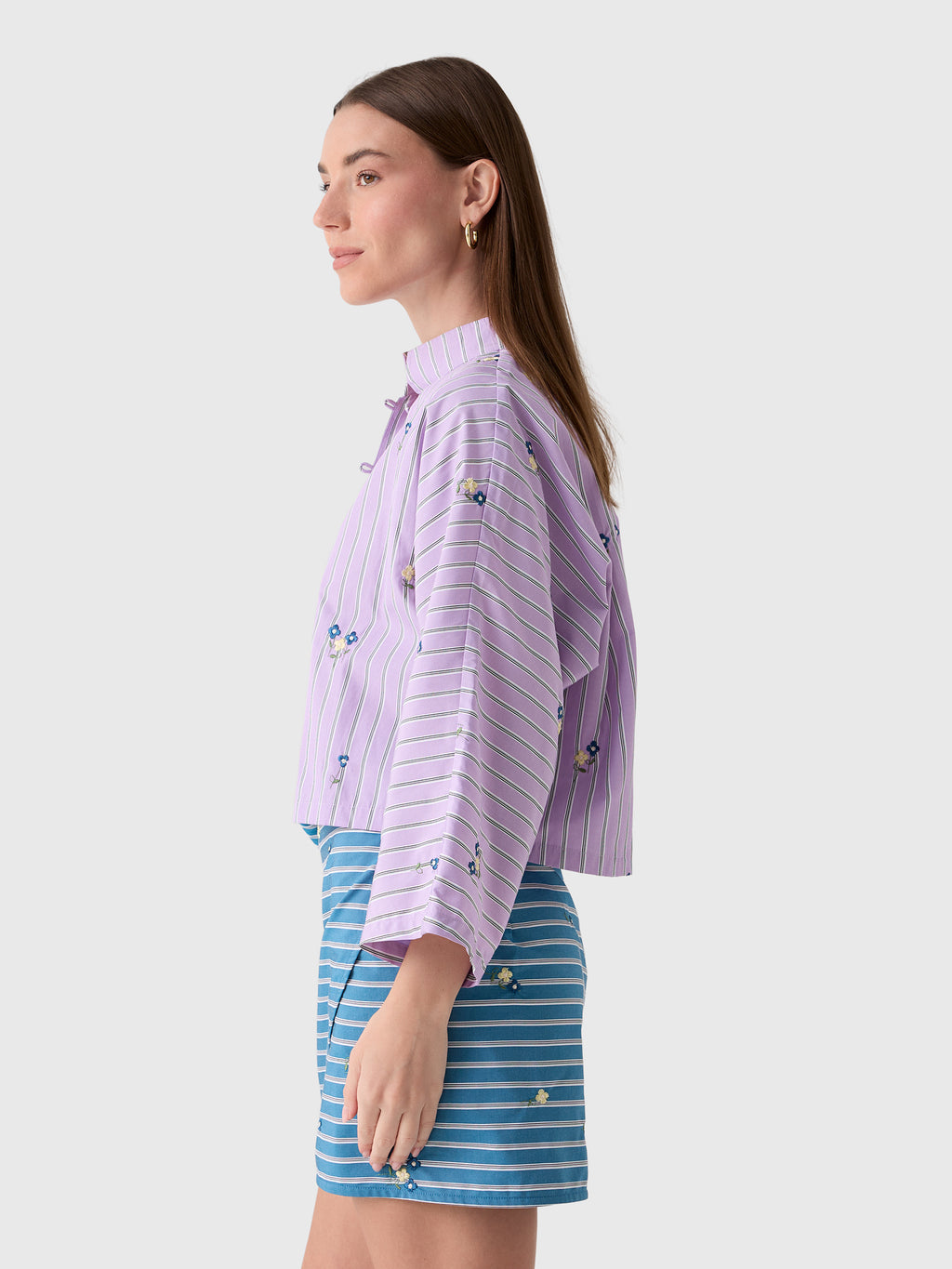 La Vie Women's Bouquet Striped Everyday Shirt - Saint Bernard