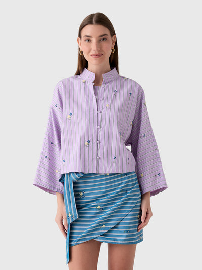 La Vie Women's Bouquet Striped Everyday Shirt - Saint Bernard