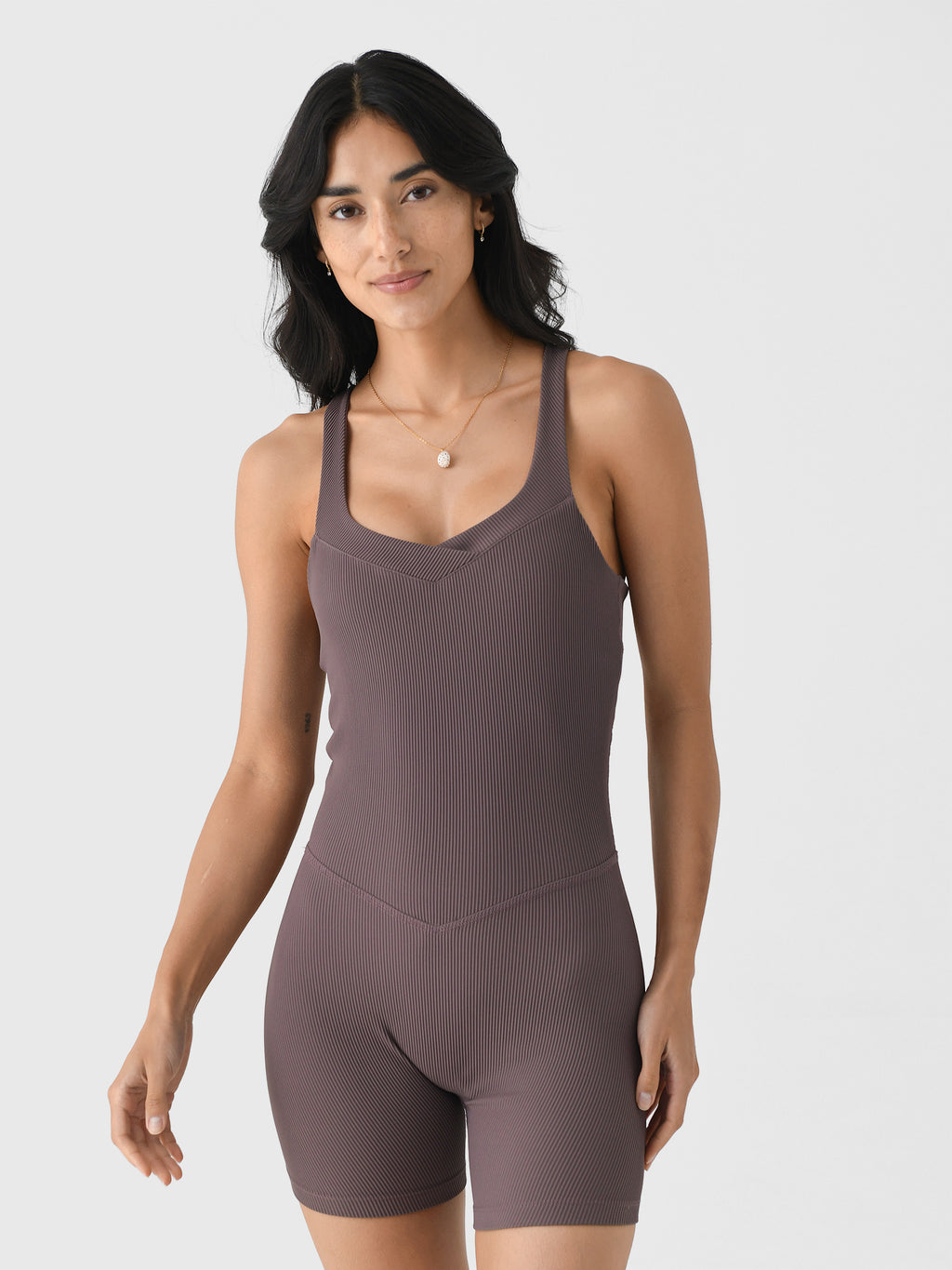 Beyond Yoga Women's Routine Ribbed Biker Jumpsuit - Saint Bernard