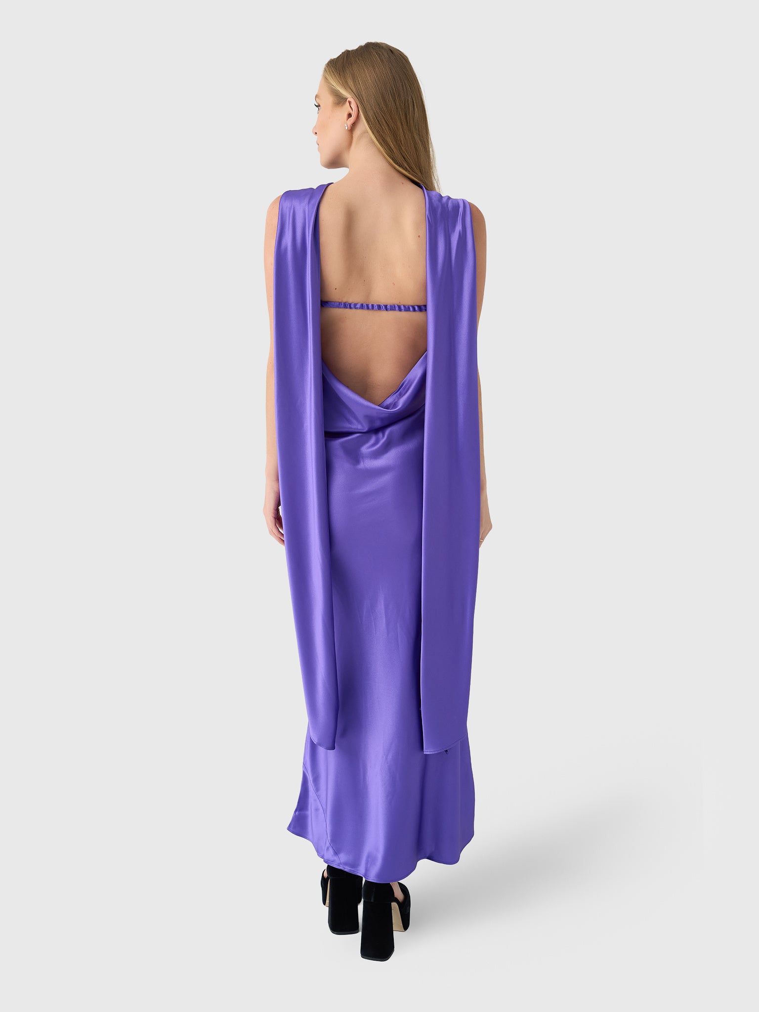 acler fagan maxi dress Acler Women's Fleeden Maxi Dress, Azure Purple, Polyester | Size: US12/AU16
