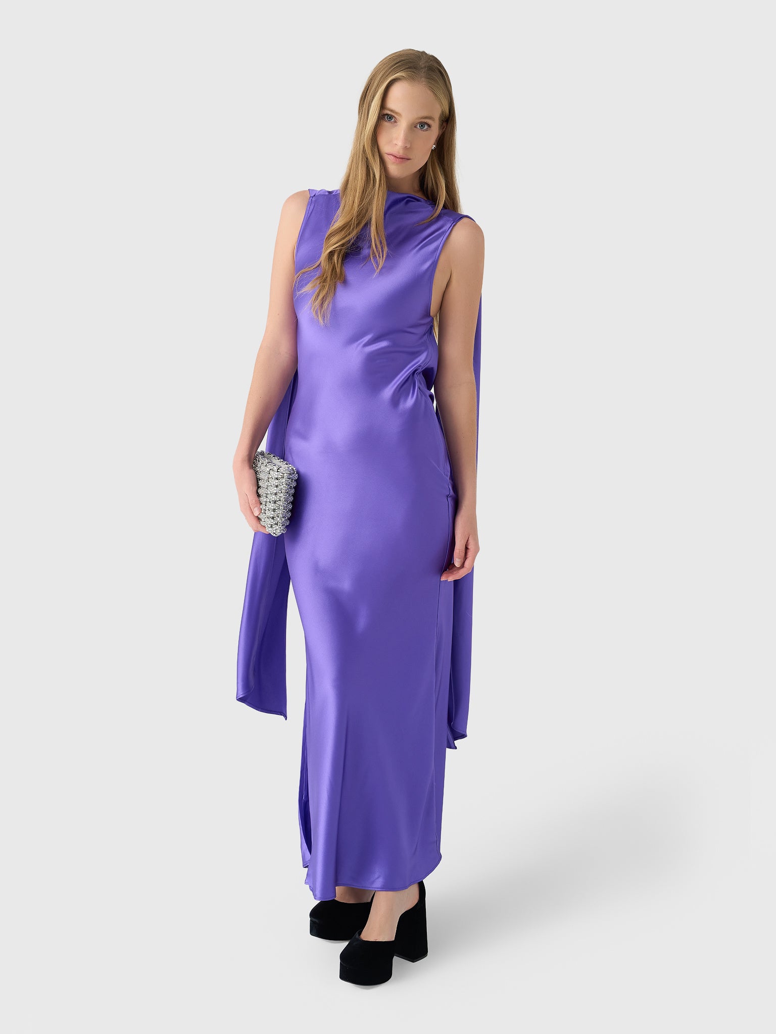 Acler Women's Fleeden Maxi Dress, Azure Purple, Polyester | Size: US12/AU16