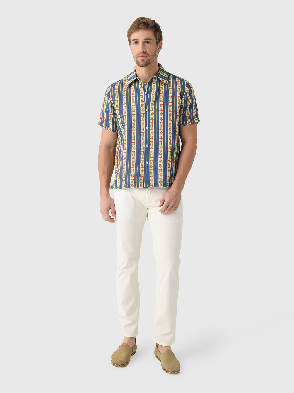 Far Afield Men's Busey Floral Stripe Shirt - Saint Bernard