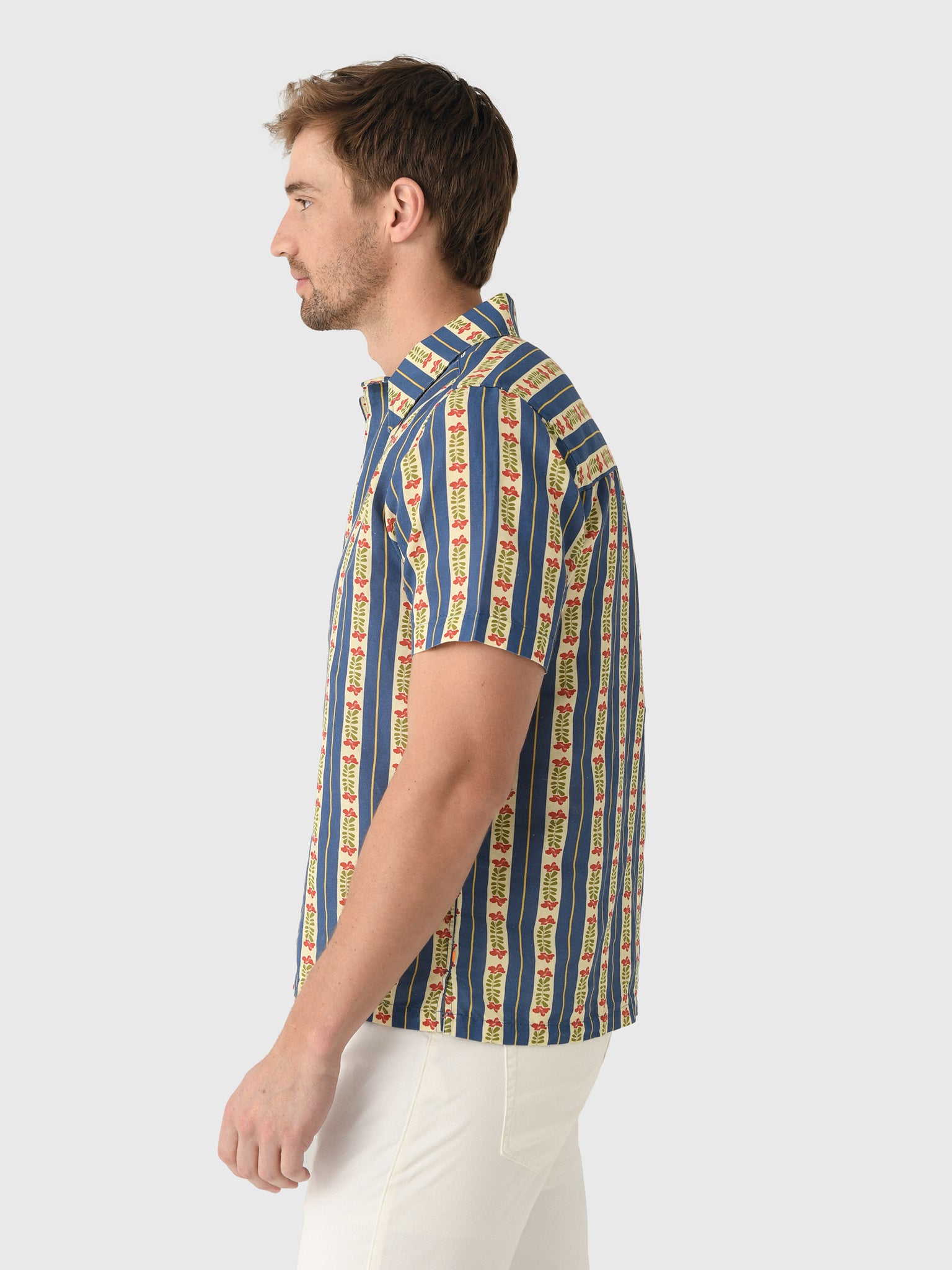 Far Afield Men's Busey Floral Stripe Shirt - Saint Bernard