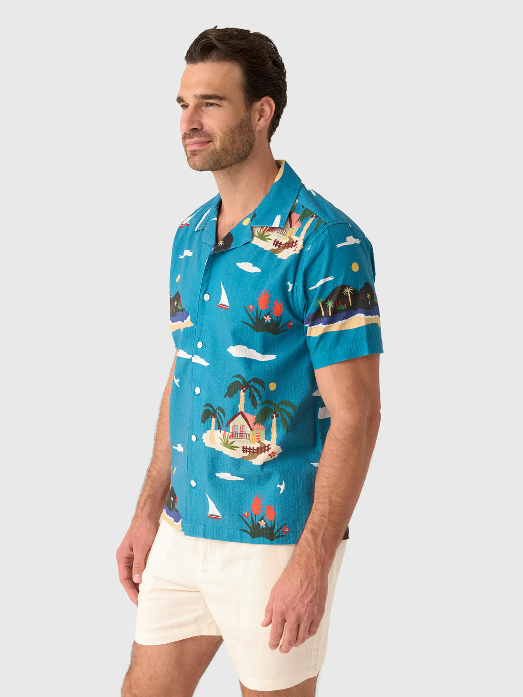 Far Afield Men's Stachio Island Print Shirt - Saint Bernard