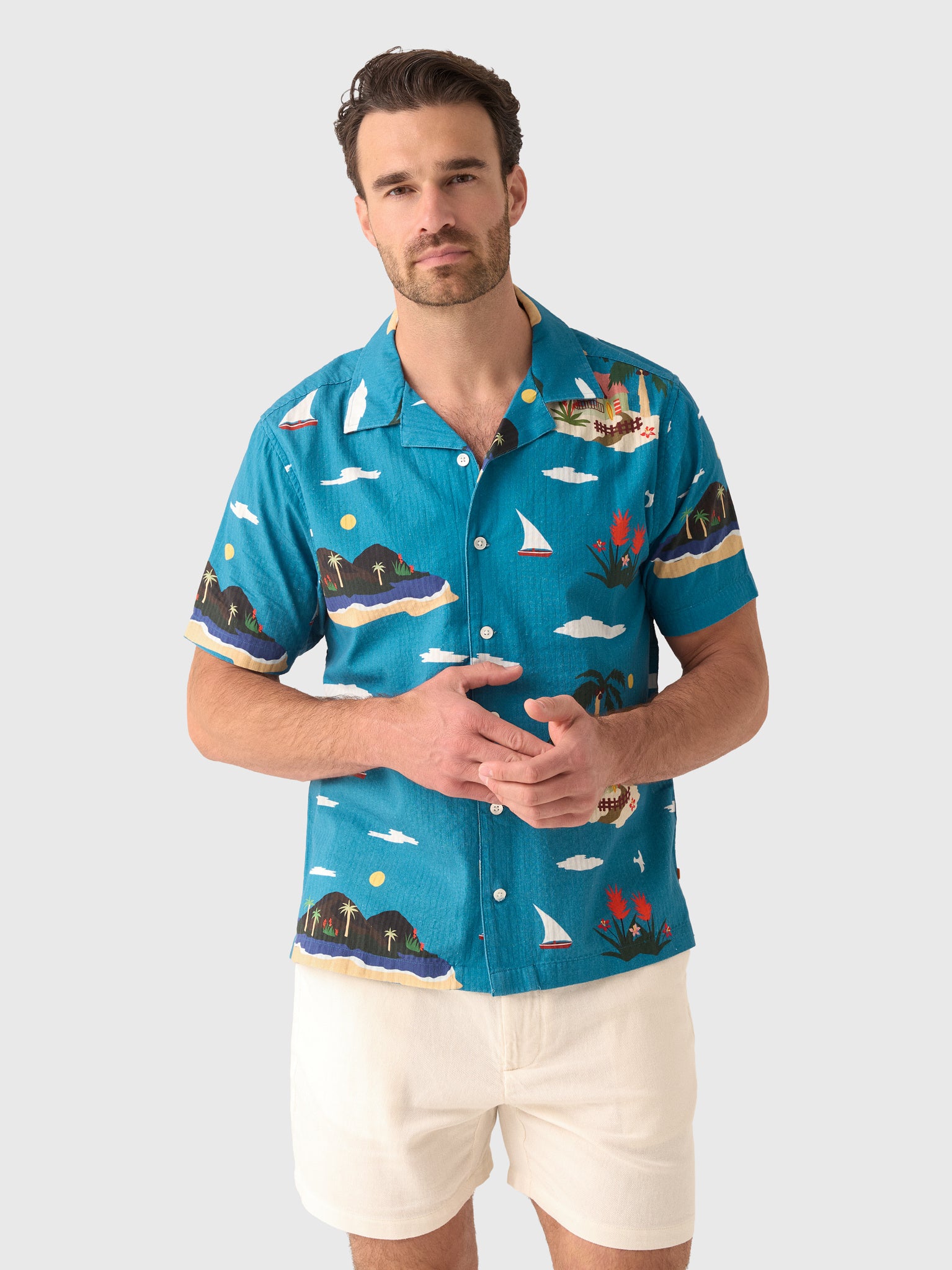 Far Afield Men's Stachio Island Print Shirt - Saint Bernard