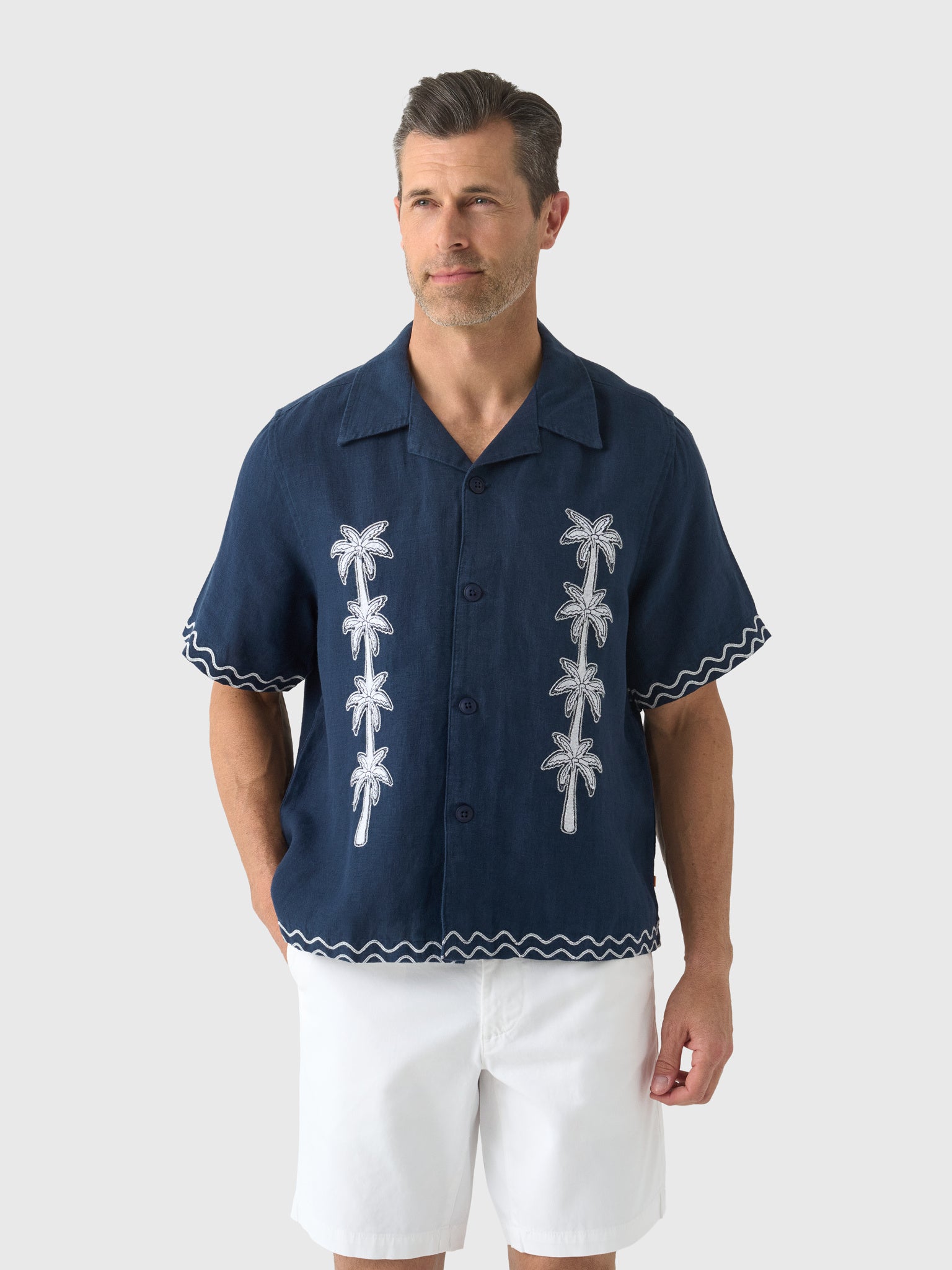 Far Afield Men's Veloso Palm Appliqué Shirt - Saint Bernard