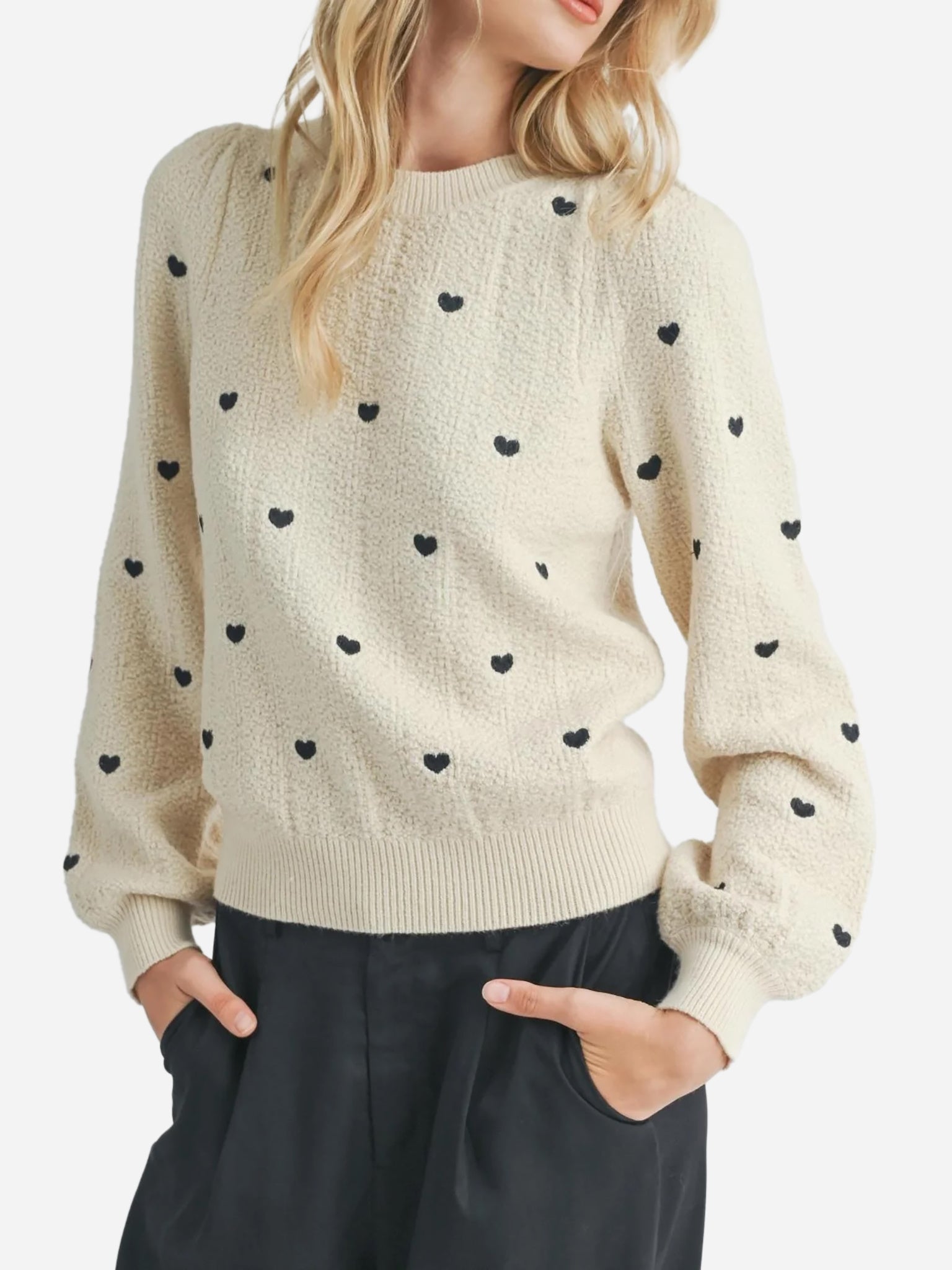 Sadie + Sage Girls' Heart Eyes Sweater - Saint Bernard