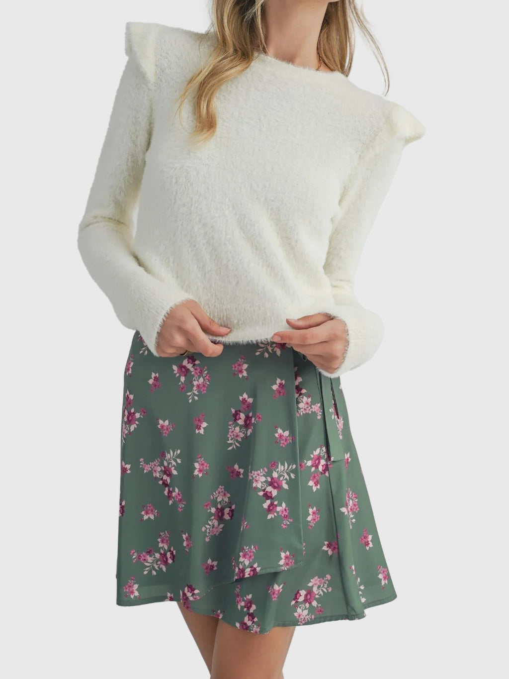 Sadie + Sage Girls' Abigail Ruffle Trim Sweater - Saint Bernard