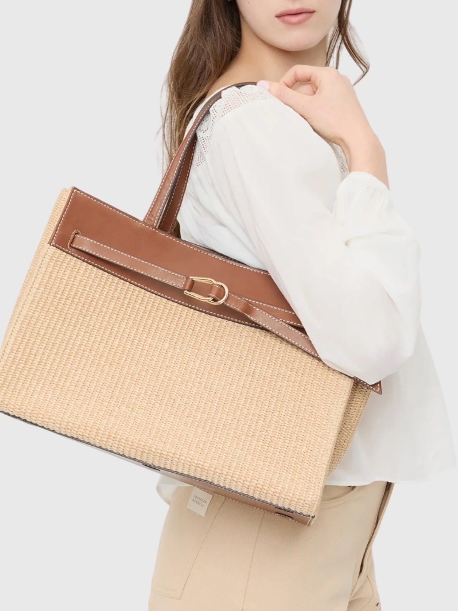 Loeffler Randall Aidan Straw Work Tote - Saint Bernard