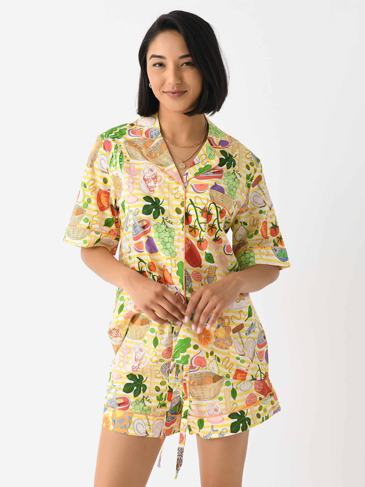 Karen Mabon Women's Antipasti Shorts Pajama Set - Saint Bernard