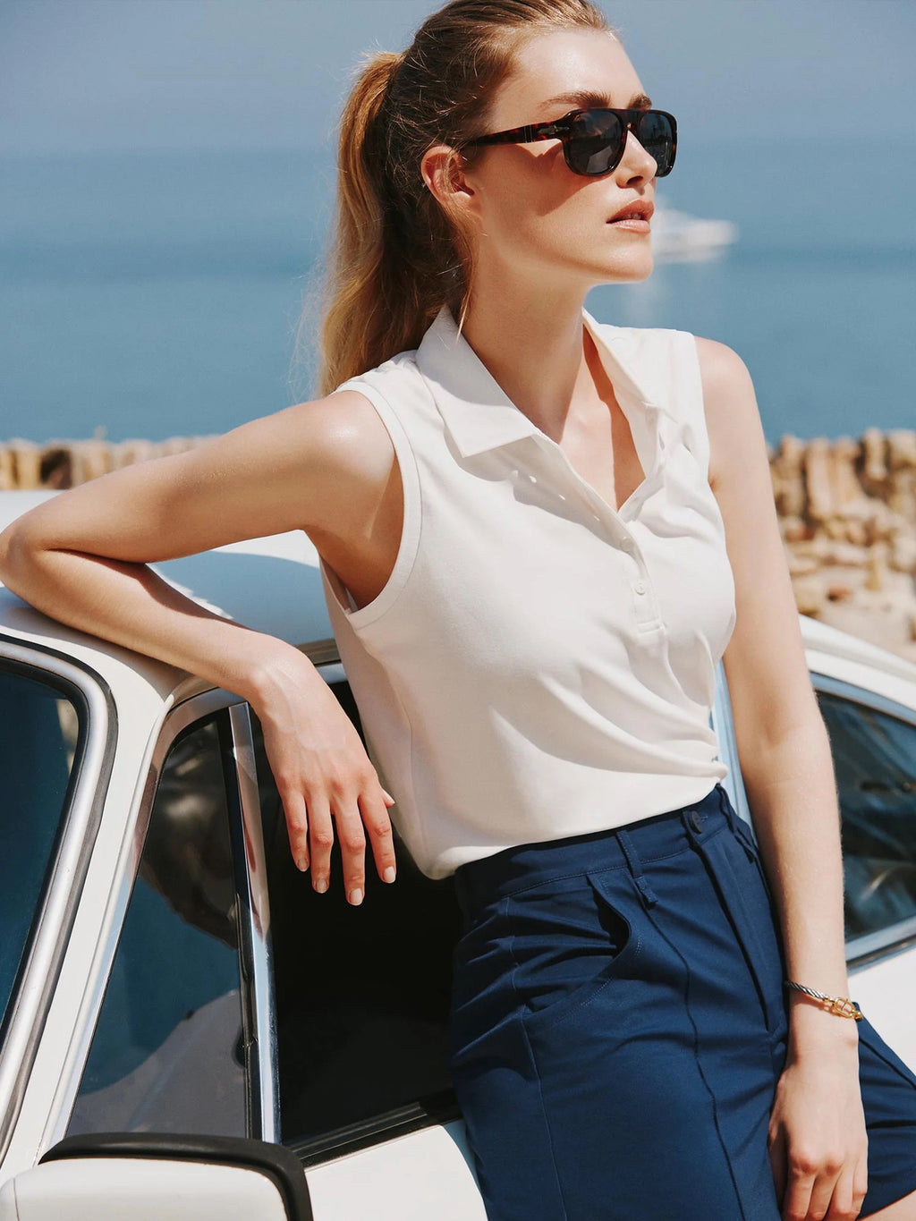 A.Putnam Women's Classic Sleeveless Cropped Polo - Saint Bernard