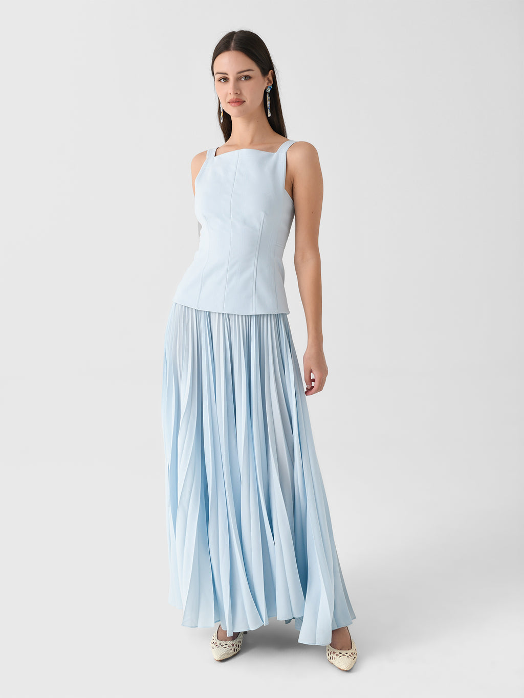 knee length dresses for ladies Acler Online AU Stone Blue Maxi Dress, AU6 US2 main image 1