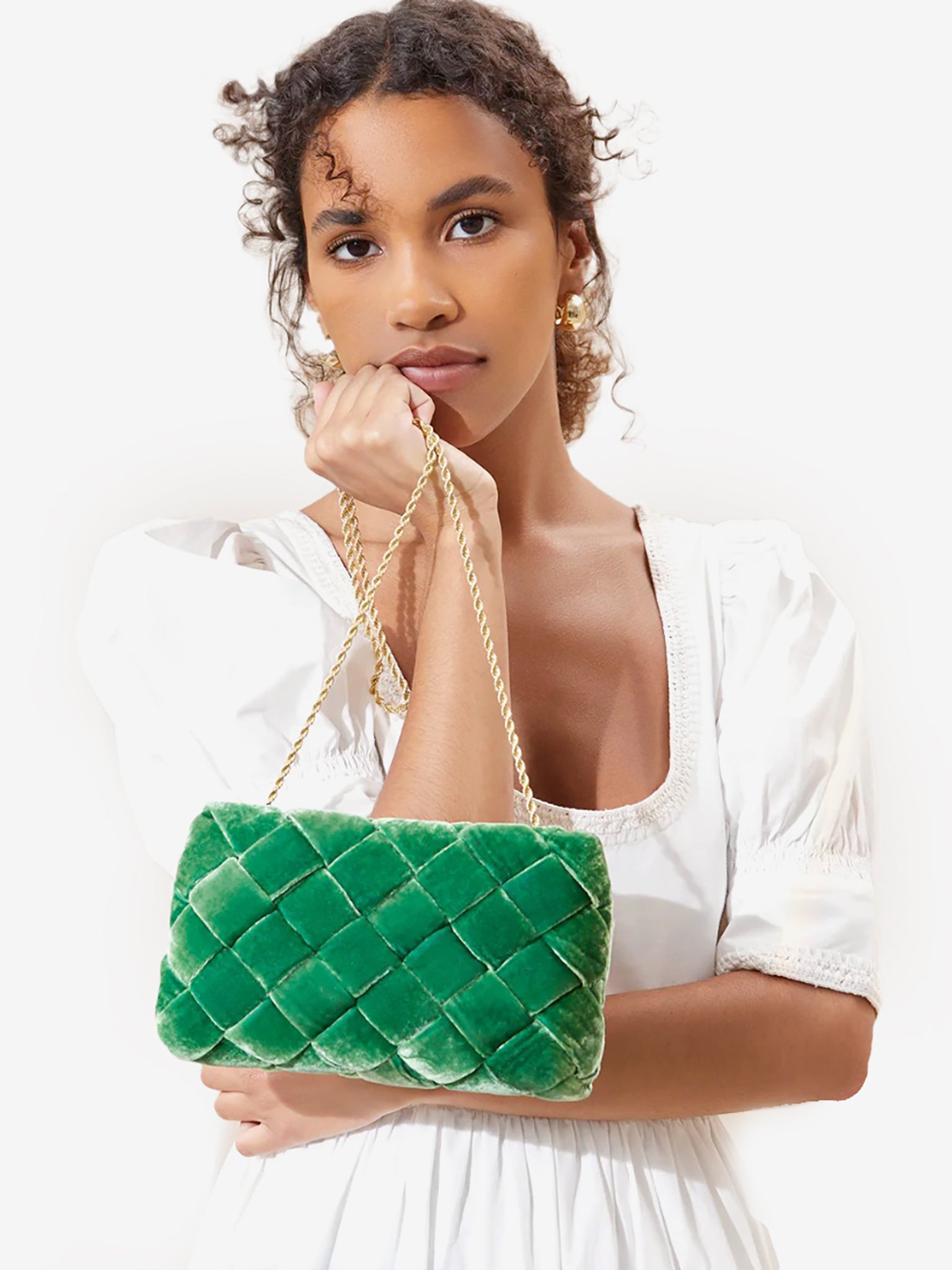 Loeffler Randall Auzeen Mini Woven Clutch Saint Bernard