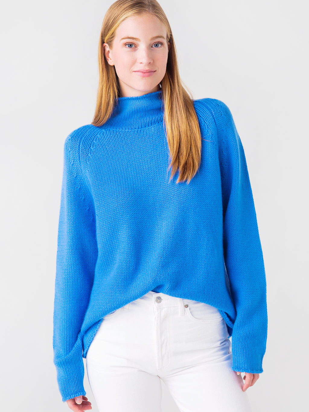 Van Kukil Women's Marguerite Funnel Neck Chunky Knit Sweater - Saint Bernard