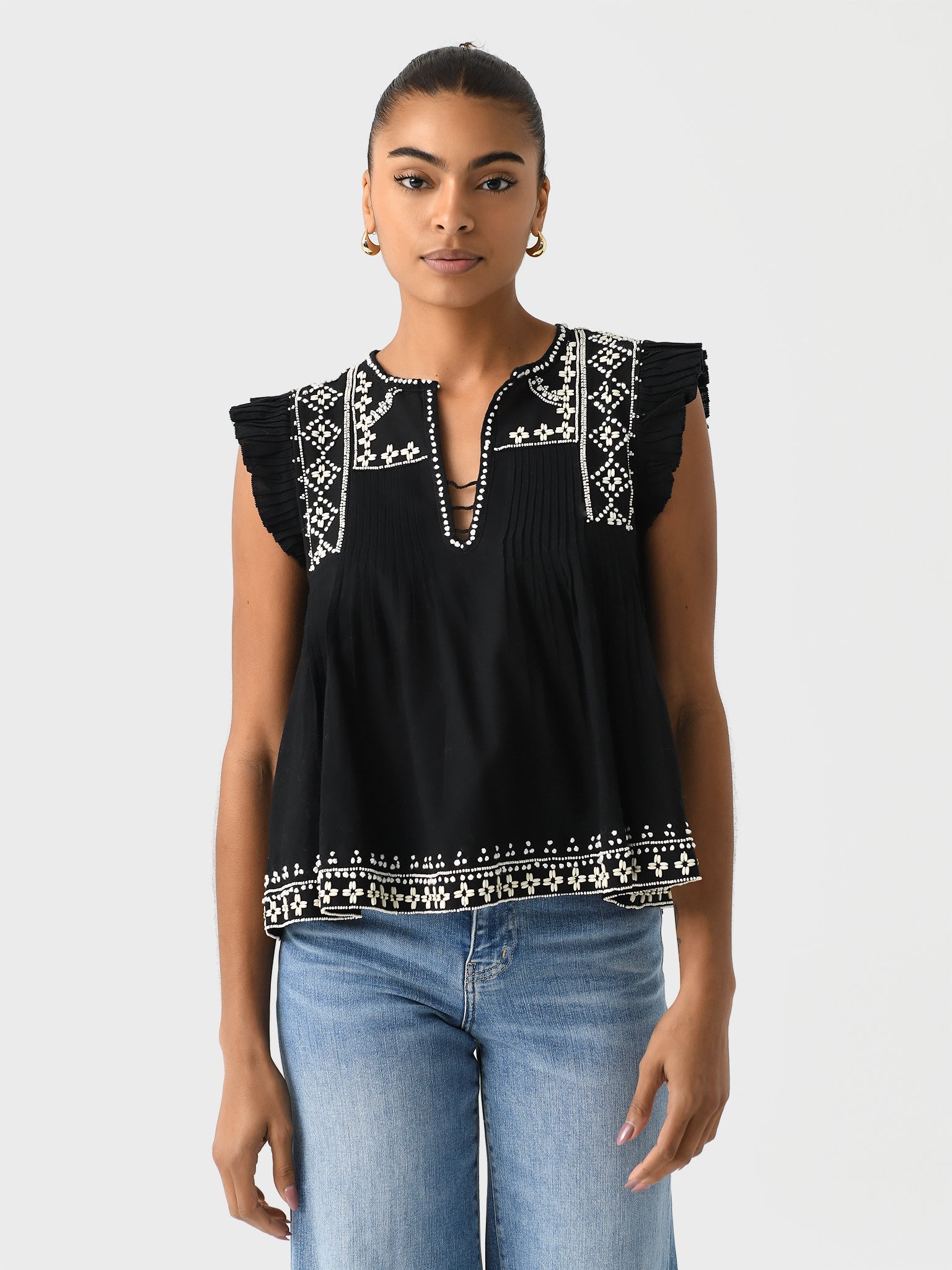 SEA Women's Mille Flutter Sleeve Top - Saint Bernard