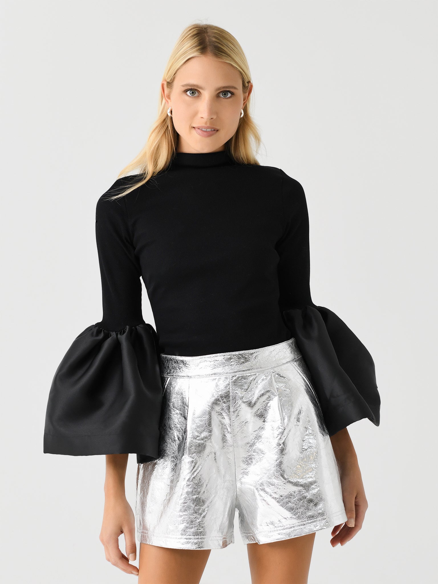 Marques Almeida Women's Turtleneck Puff Sleeve Top - Saint Bernard