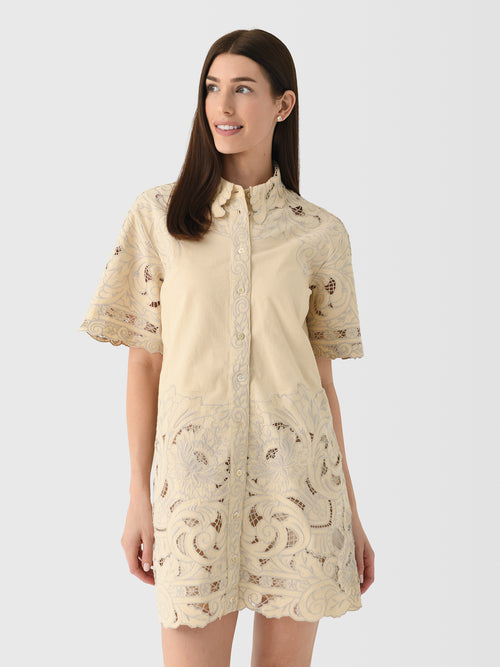 womens cream shirt dress Happy Go Lucky t-shirt dress Cream Cream / Small