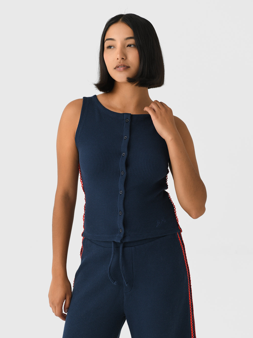 Damson Madder Women's Betsie Waffle Button Tank - Saint Bernard