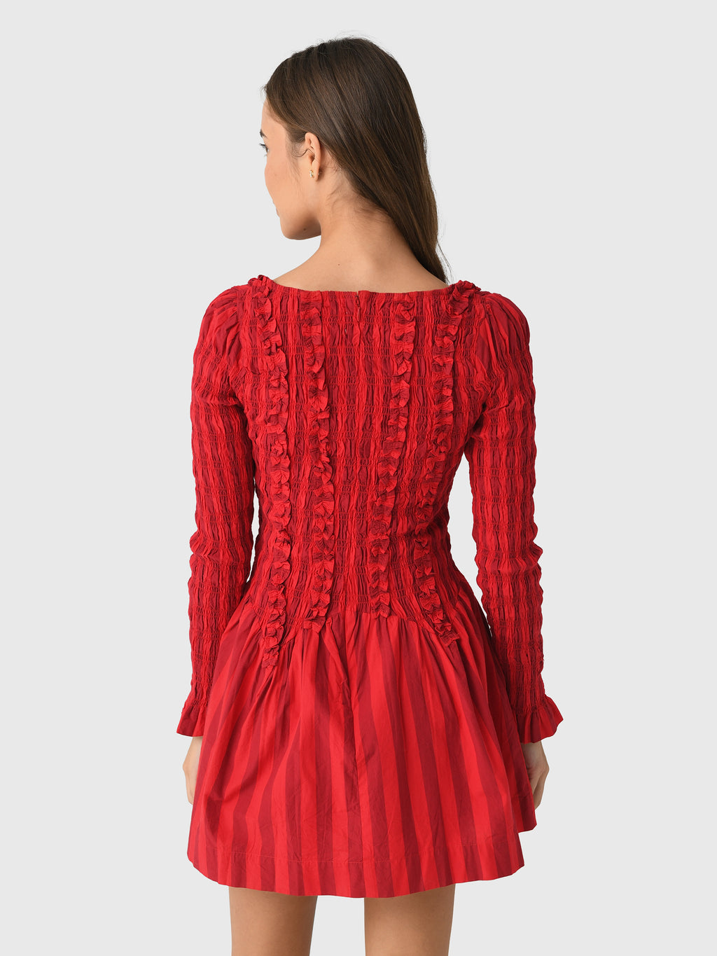 damson madder junia long-sleeve mini dress Damson Madder Junia Long-Sleeve Mini Dress