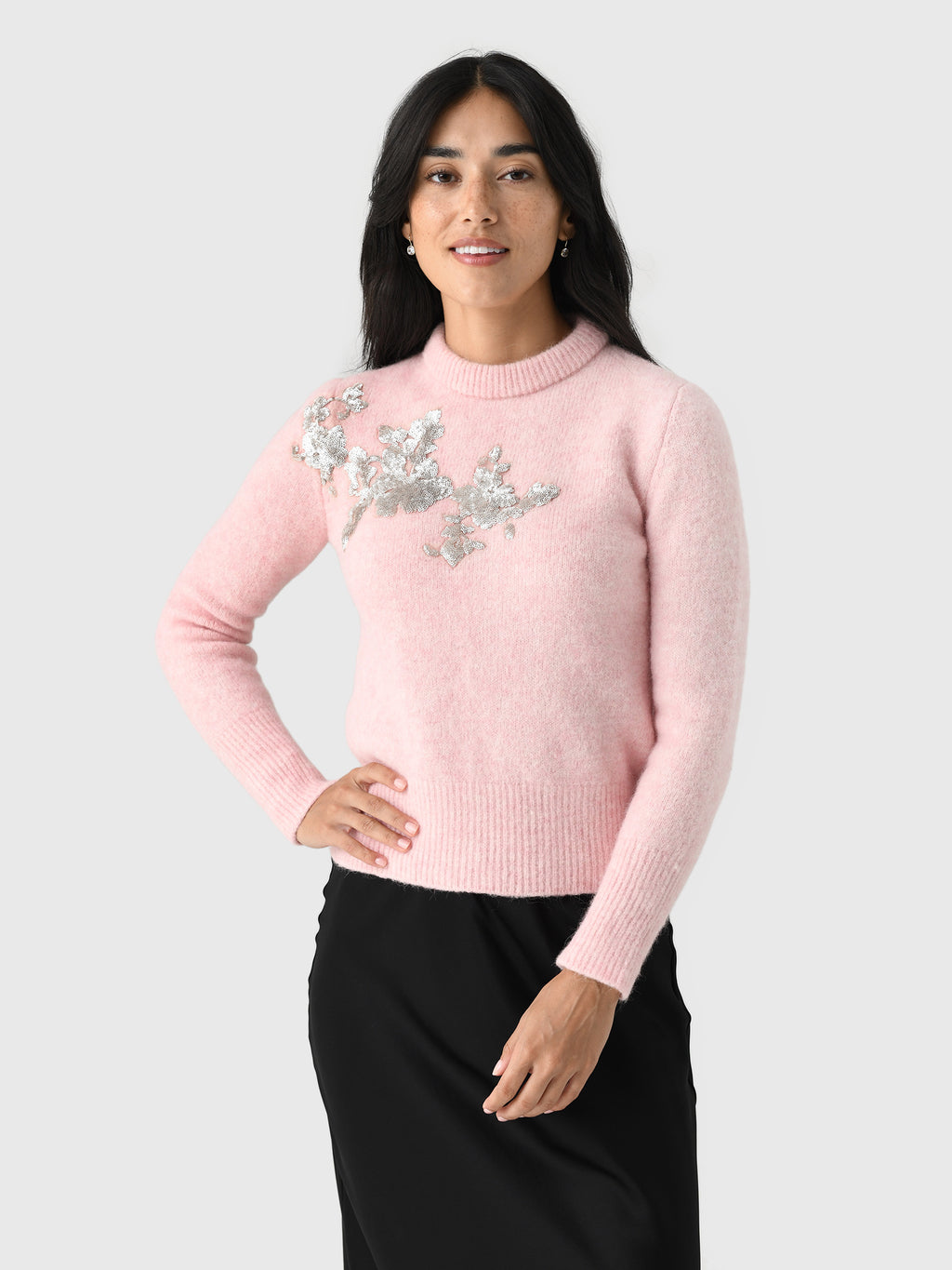 Marques Almeida Women's Embellished Alpaca Knit Crewneck Sweater - Saint Bernard