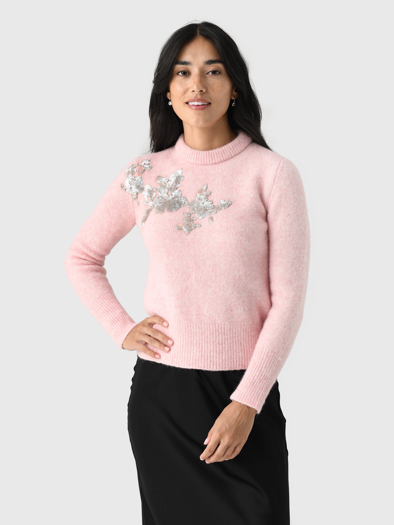 Marques Almeida Women's Embellished Alpaca Knit Crewneck Sweater - Saint Bernard