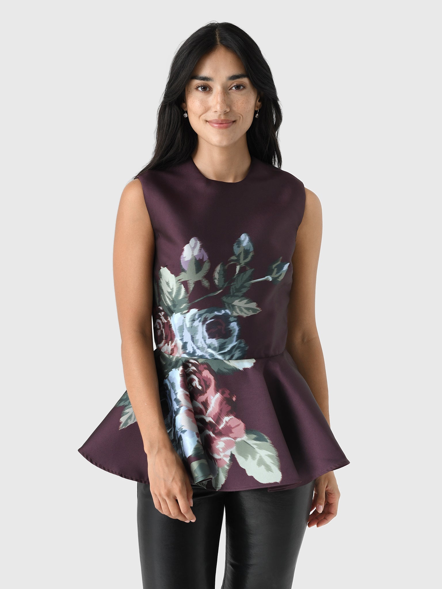 Marques Almeida Women's Flower Printed Peplum Top - Saint Bernard