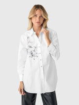 Marques Almeida Women's Embroidered Oxford Loose Fit Shirt - Saint Bernard
