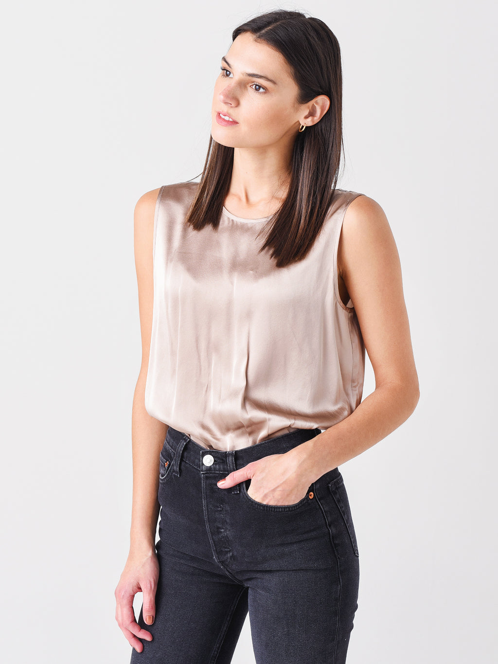 ATM Women's Silk Charmeuse Sleeveless Top - Saint Bernard