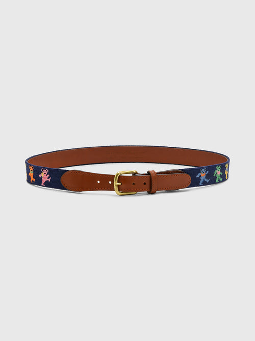Smathers & Branson Men's Dancing Bears Needlepoint Belt