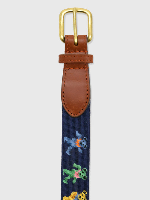 Smathers & Branson Men's Dancing Bears Needlepoint Belt