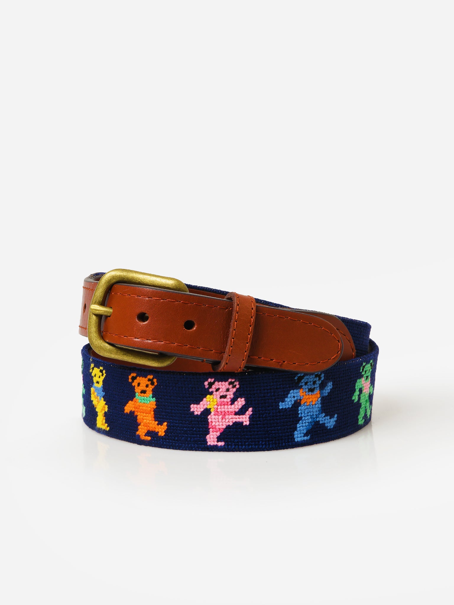 Smathers + Branson Men's Dancing Bears Needlepoint Belt - Saint Bernard