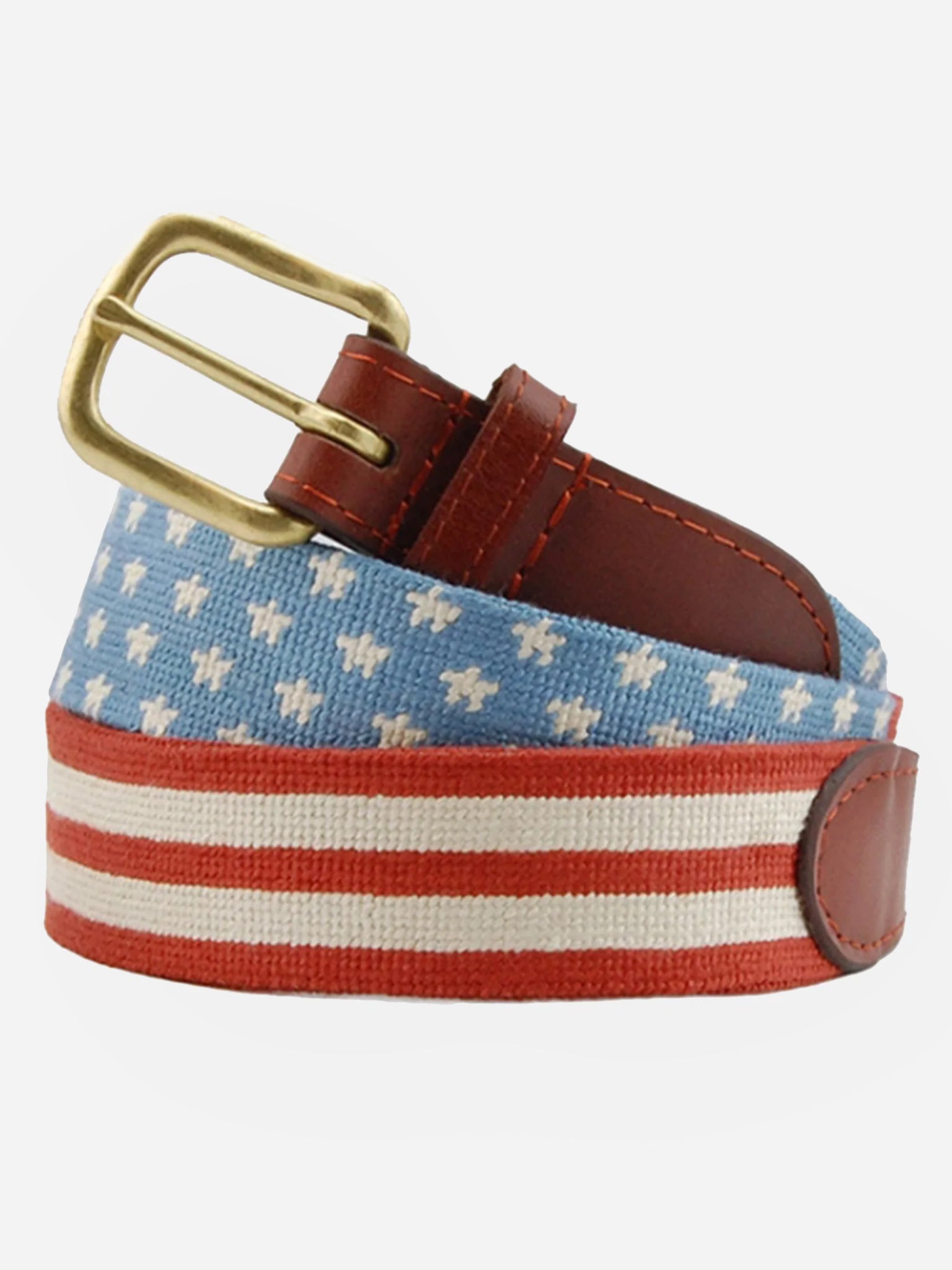 Smathers + Branson Men's Stars And Stripes Needlepoint Belt - Saint Bernard