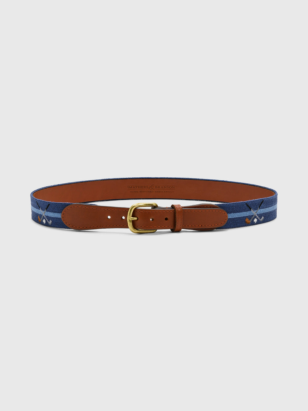 Smathers & Branson Men's Crossed Clubs Needlepoint Belt - Saint Bernard
